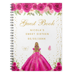 Carnet Rose Chaude Floral Cheveux Blonds Princesse Sweet 