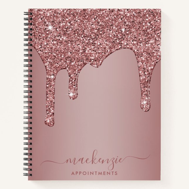 Carnet Rose Chic Gold Sparkle Parties scintillant Drips R (Devant)