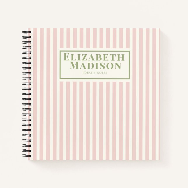 Carnet Rose Cute strié personnalisé (Devant)
