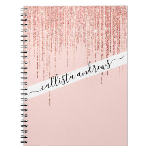 Carnet Rose de luxe Gold Sparkly Glitter Fringe