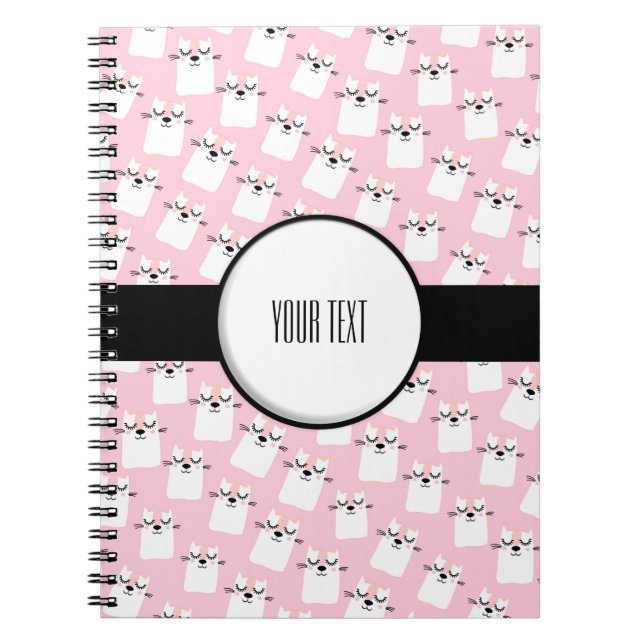 Carnet rose de motif de chat (Devant)