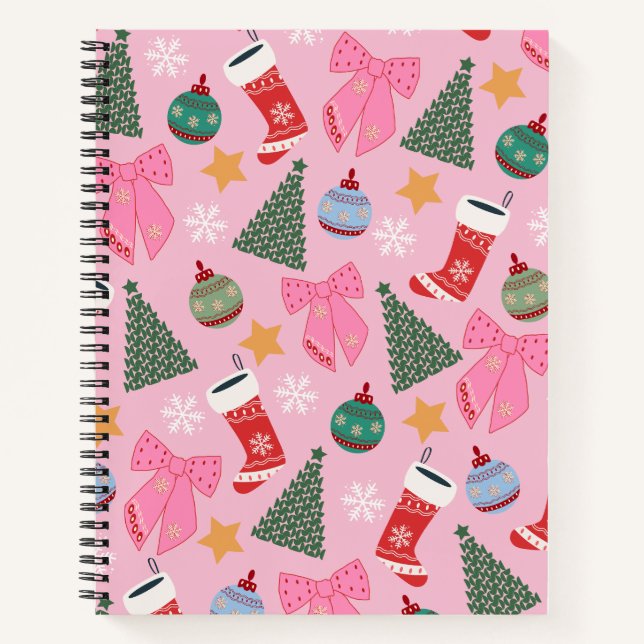 Carnet Rose de Noël mignon (Devant)