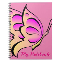 Carnet rose de papillon