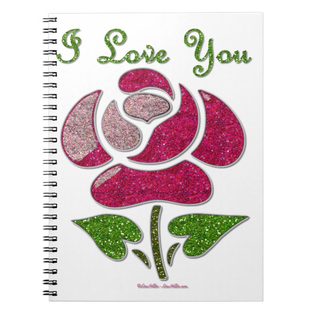 Carnet Rose en crayon rose Je t'aime (Devant)