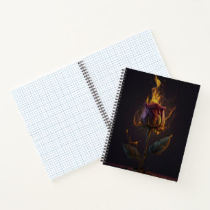 Carnet rose en feu