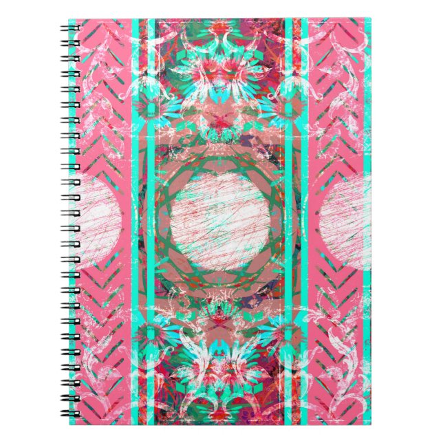 Carnet Rose et Aqua Shabby Chic Boho Floral victorien (Devant)