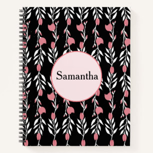 Carnet Rose et noir mignon et floral