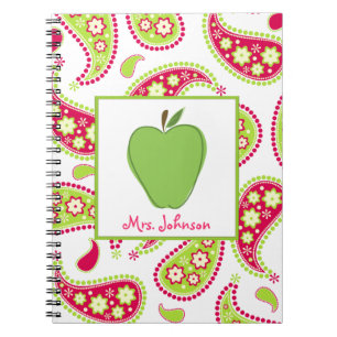 Carnet rose et vert d'Apple vert de Paisley de