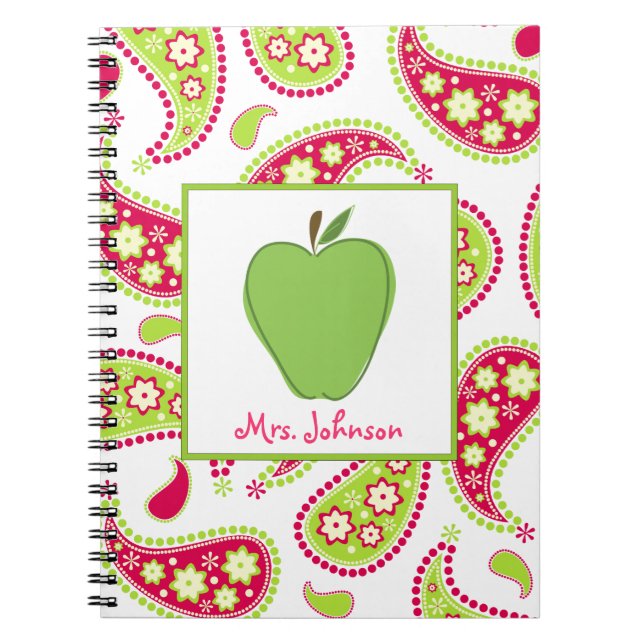 Carnet rose et vert d'Apple vert de Paisley de (Devant)