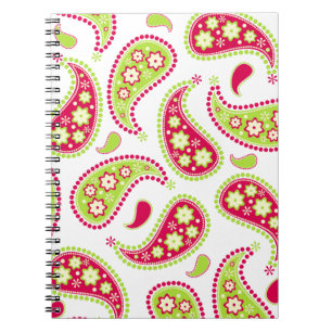 Carnet rose et vert de Paisley