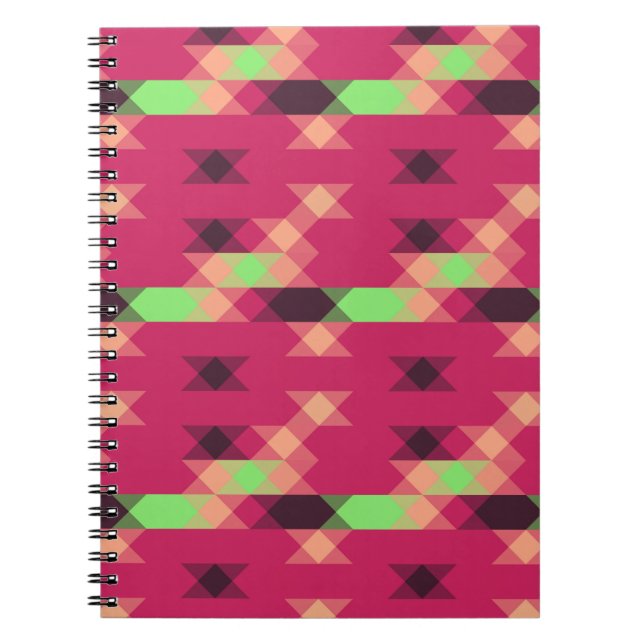 Carnet rose et vert géométrique (Devant)