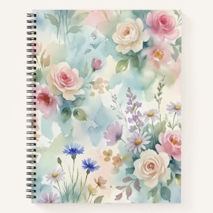 Carnet Rose Florale Rose Pastel