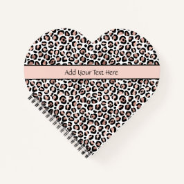 Carnet Rose Gold Black Empreinte de léopard Coeur chic te