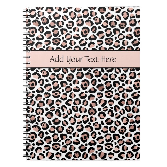 Carnet Rose Gold Black Empreinte de léopard tendance chic (Devant)