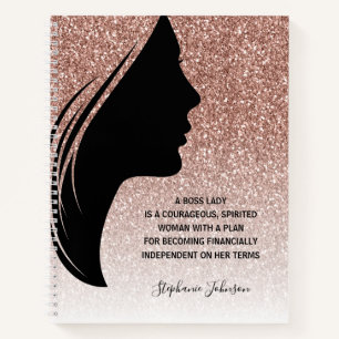 Carnet Rose Gold Boss Lady Motivational Citation Votre no