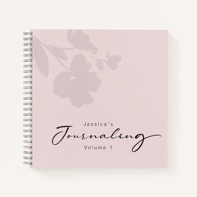 Carnet Rose Gold Floral Moderne Calligraphie Journalisati (Devant)