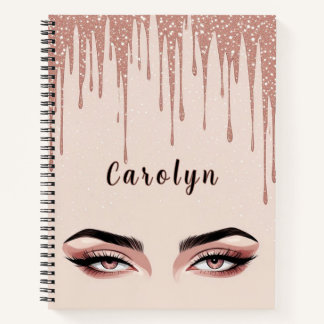 Carnet Rose Gold Glitter Drip With Feminine Eye Makeup