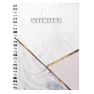 Carnet Rose Gold Marbré Tourbillonnant & Bronze Glamour R