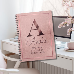 Carnet Rose Gold Monogramme Année scolaire