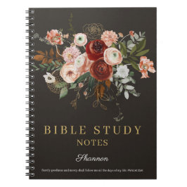 Carnet Rose Gold Noir Élégant Floral Étude de Bible Perso