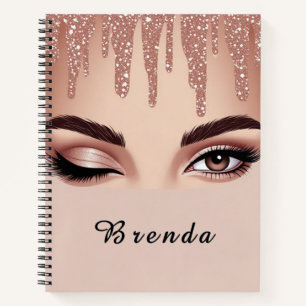 Carnet Rose Gold Pailleté Dégoulinant Avec Maquillage Des