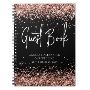 Carnet Rose Gold Parties scintillant Black Glam Mariage L