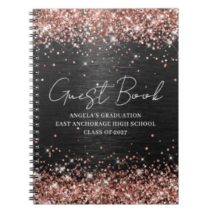 Carnet Rose Gold Parties scintillant Black Metallic Gradu