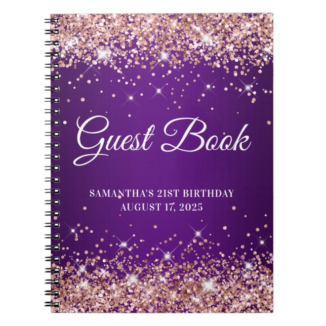 Carnet Rose Gold Parties scintillant violet 21e anniversa (Devant)