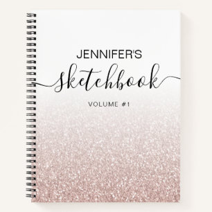 Carnet Rose Gold Pink Parties scintillant Ombre Nom du ca