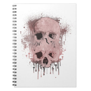 Carnet Rose Gold Rose Crâne Encre Éclaboussure Graphique