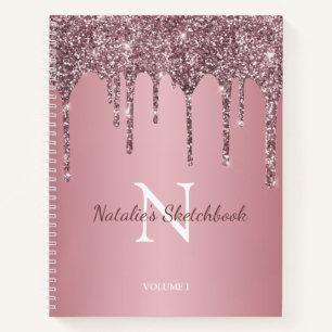 Carnet Rose Gold Rose Parties scintillant Drives Monogram