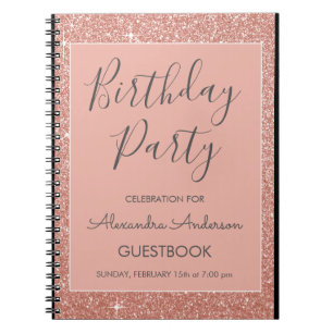 Carnet Rose Gold Sparkle Parties scintillant Anniversaire