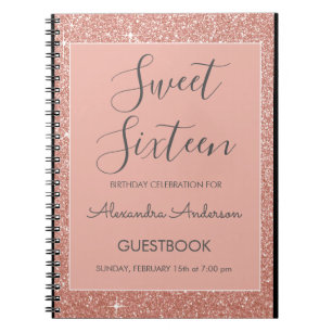 Carnet Rose Gold Sparkle Parties scintillant Sweet 16 Liv