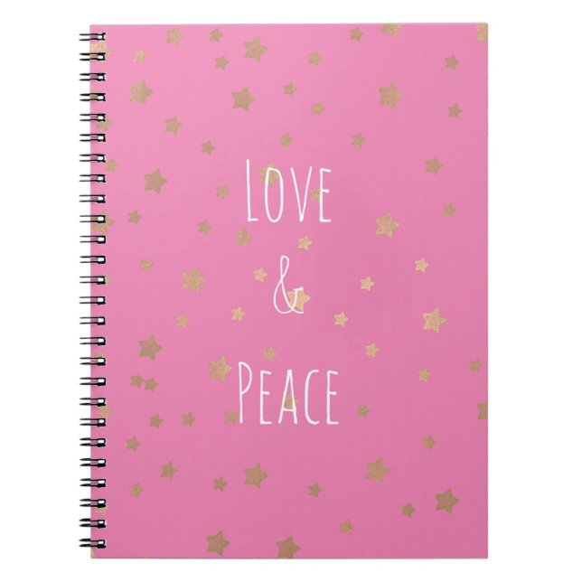 Carnet Rose Gold Stars Amour et Paix (Devant)