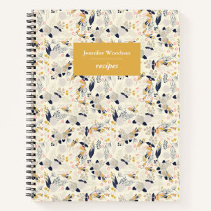 Carnet Rose gris rustique Motif Floral Nom personnalisé