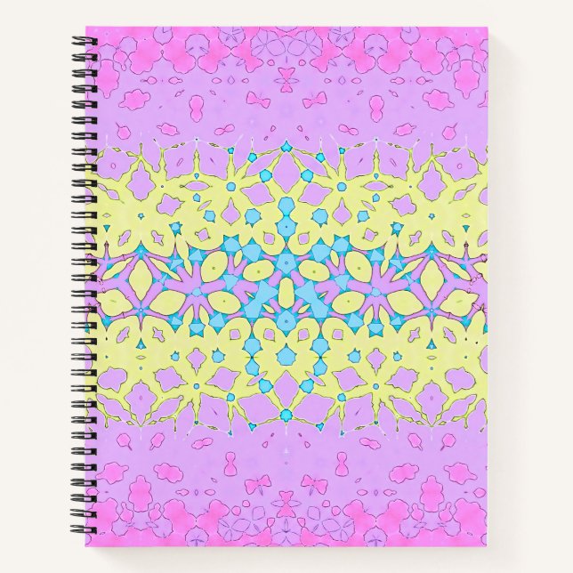Carnet Rose, Lilac, Jaune et bleu ciel géométrique (Devant)