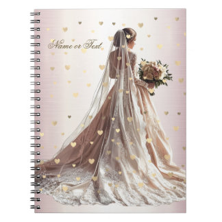Carnet Rose Mariée d'hiver Mariée Golden Shiny Heart Part