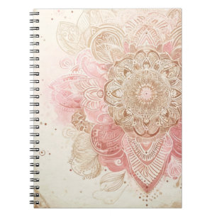 Carnet Rose Marron Crème Mandala Bohème Mode Bohème