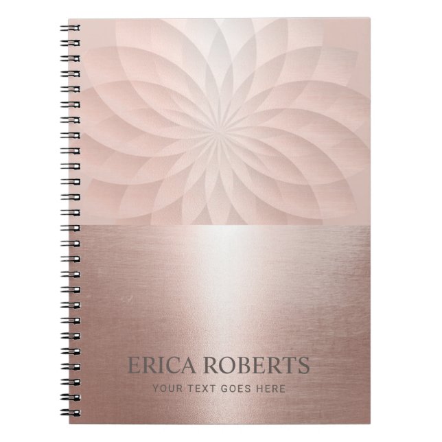 Carnet Rose moderne Blush Gold Spiral Lotus Floral (Devant)