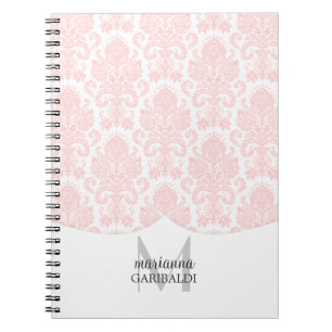 Carnet Rose moderne de damassé personnalisé