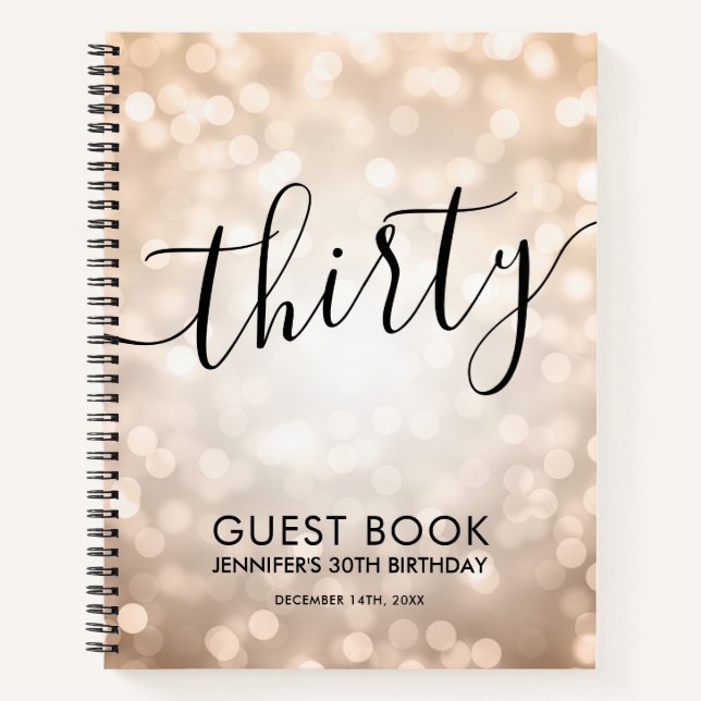 Carnet Rose moderne Gold Lights 30e anniversaire GUEST LI (Devant)