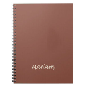 Carnet Rose moderne Taupe tendance Script Nom Monogramme