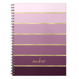 Carnet Rose monochromatique avec personnalisation or