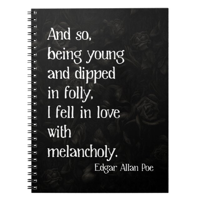 Carnet Rose mort gothique et citation de Poe (Devant)
