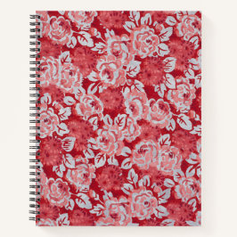 Carnet rose Motif rose et rouge spirale