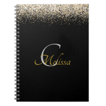 Rose noir Gold Faux Parties scintillant Monogramme