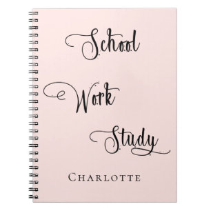 Carnet Rose or blush école travail étude typographie