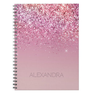 Carnet Rose or rose Parties scintillant or étincelle