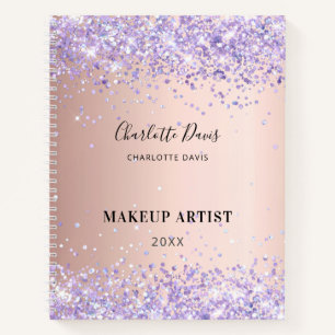 Carnet Rose or violet parties scintillant nom entreprise 