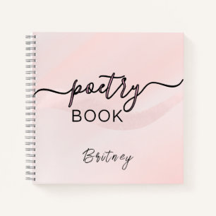 Carnet Rose Pâle Écriture Noire Poésie Nom Personnalisé